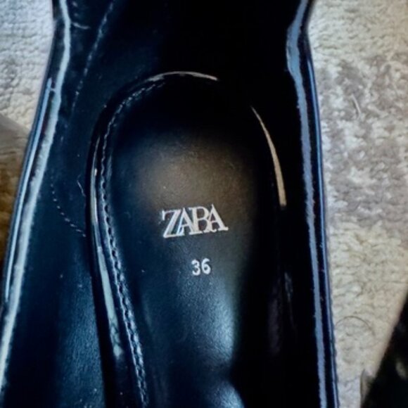 Zara Black Patent Double Strap Low Block Heel Mary Janes - Picture 12 of 15